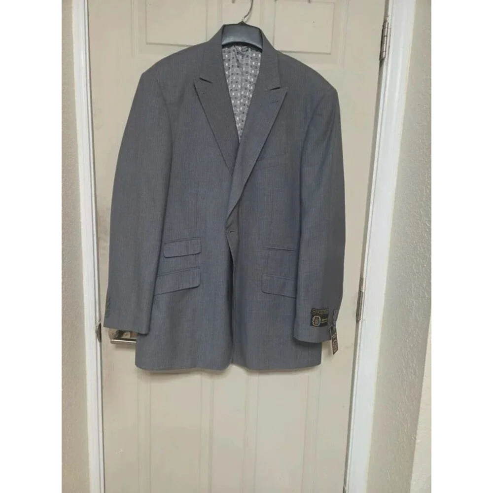 MECCA Men's 2-Piece Suit Gray Pinstripe NWT Jacket 50L Pants 44W Delfino